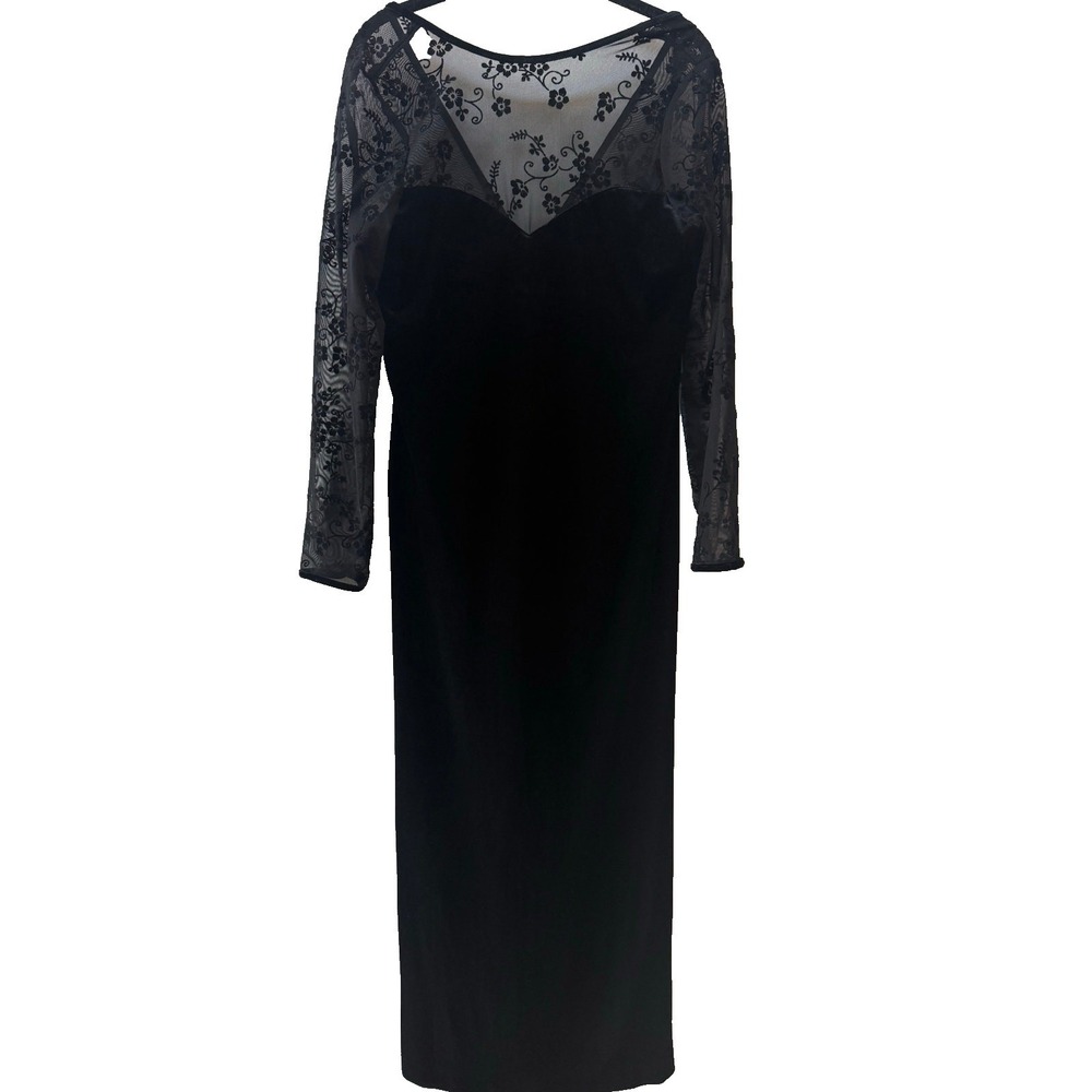 Kathie Lee Velvet Dress Size 8 Black Sweetheart Dark Romantic Stretch Whimsigoth